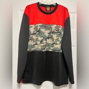 Lion Dynasty Legend 23 Red Black Camo Oversized Long Sleeve Shirt  Men’s Size L